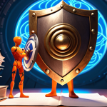 **Prompt 1: Intellectual Property Protection for Animation**
    A vibrant animation character standing confidently behind a glowing shield made of intertwining legal documents and copyright symbols. In the background, abstract, swirling creative ideas are present, but the character remains secure and protected by the shield, emphasizing ownership and legal safety. Focus on intricate details of the shield and the character's secure stance.